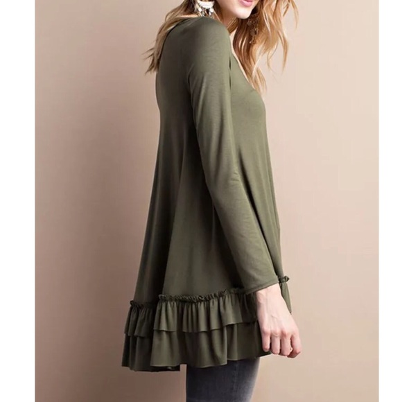 ❗️LAST❗️Long sleeve olive round neck tunic top - Picture 3 of 4