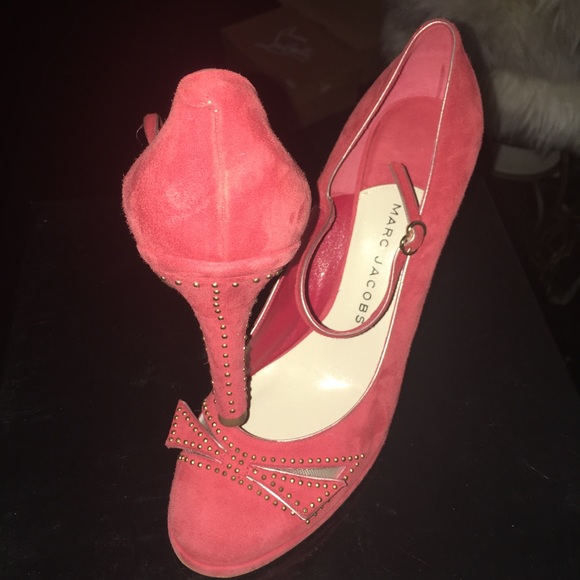 Marc Jacobs red suede Mary Janes