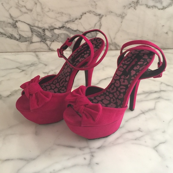 Pink Velvet Dollhouse Platform Heels Size 5.5