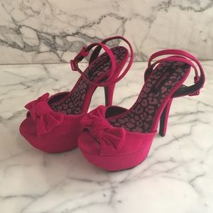 Pink Velvet Dollhouse Platform Heels Size 5.5