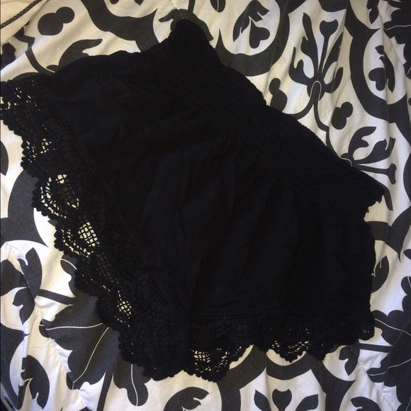 Black lace bottom flirty summer shorts!