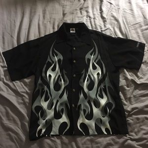House of blues black tribal/flames button down