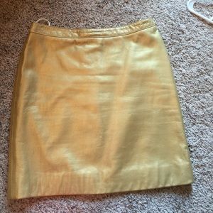 Genuine pearlized gold leather skirt
