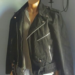 Men's denim motorcycle jacket NWOT