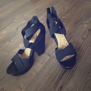 Black, corkboard wedges.