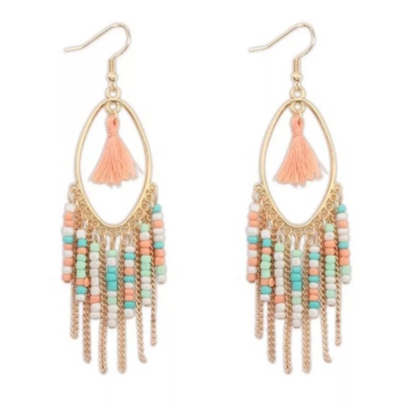 BOHO TASSLE PASTEL EARRINGS - Picture 1 of 1