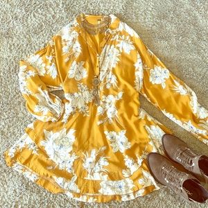 Mustard Floral Print Tunic/Dress