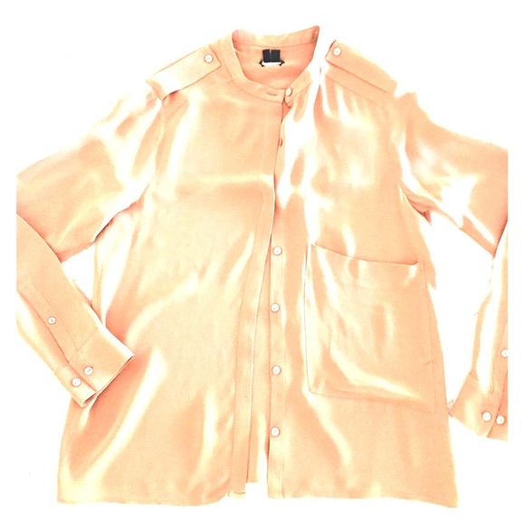 Theory silk, copper, long-sleeve top