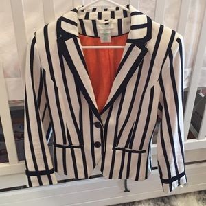 Navy and white striped blazer