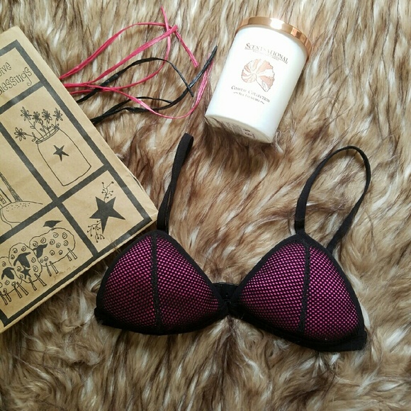 Pink & Black Bikini Top