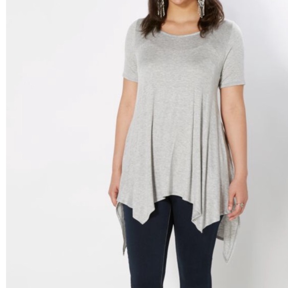 Plus Gray Jersey Sharkbite Tunic Top - Picture 2 of 3