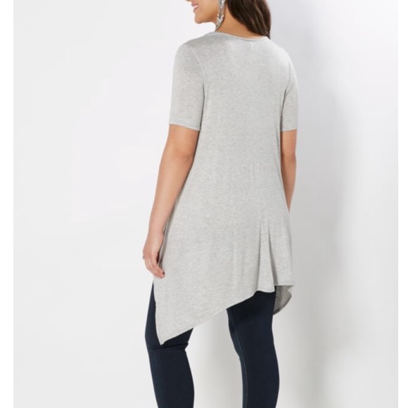 Plus Gray Jersey Sharkbite Tunic Top - Picture 3 of 3