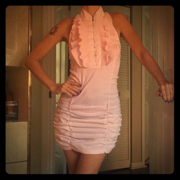 Linen Pink & White Dress