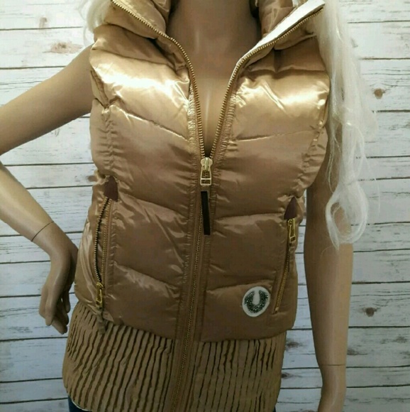 True Religion women's Quilted puff vest Gold