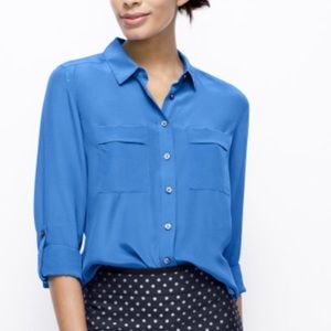 Ann Taylor Blue Silk Blouse