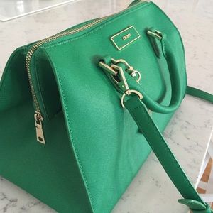 DKNY emerald green handbag with gold detail