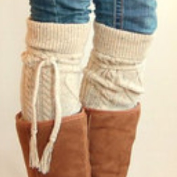 Cable Knit Over the Knee Socks Tassel Thigh High - Picture 4 of 5