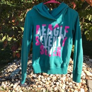 American Eagle teal 77 hoodie