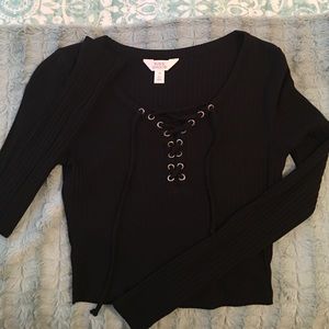 Black lace up top