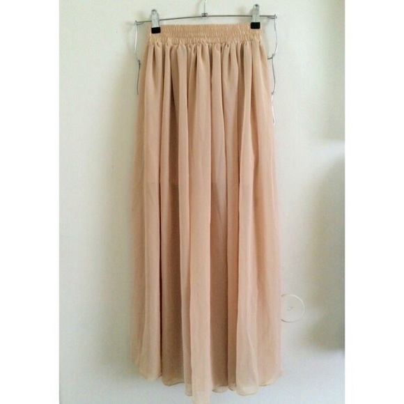 Sheer Champagne Maxi Skirt
