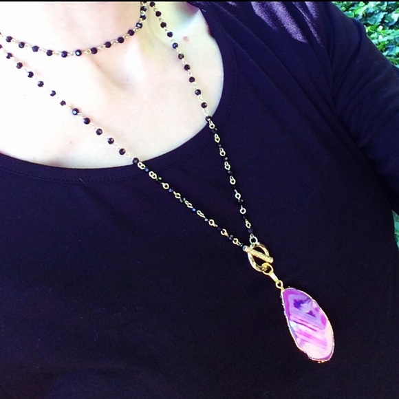 •agate slice lariat• - Picture 2 of 2