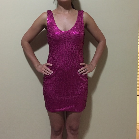 Fushia sequin dress