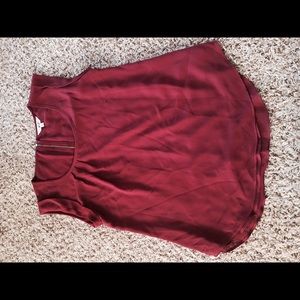 Short sleeve, raspberry silk shirt. Size Small