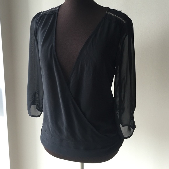 Sheer Black Banana Republic Top Shirt Blouse M