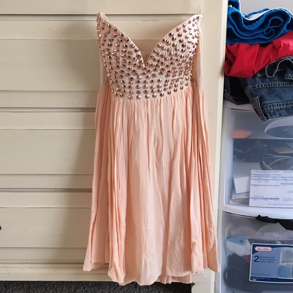 Short studded strapless dress