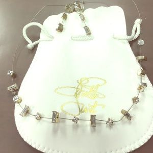 Rhinestone choker & earrings set