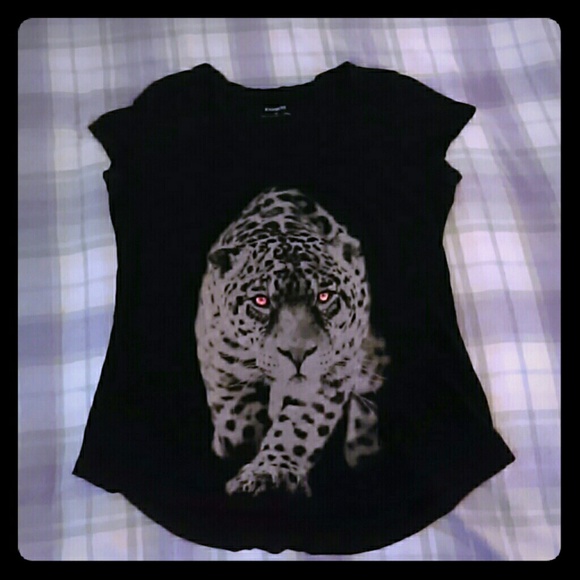 Express Orange Eye Snow Leopard Graphic Tee