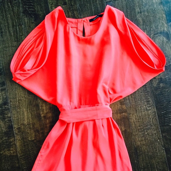 Ark & Co. Open-Back Orange Dress w/ Belt