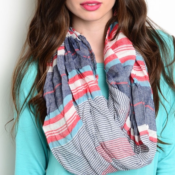 Accessories - DARK-GRAY STRIPE PRINT INFINITY SCARF