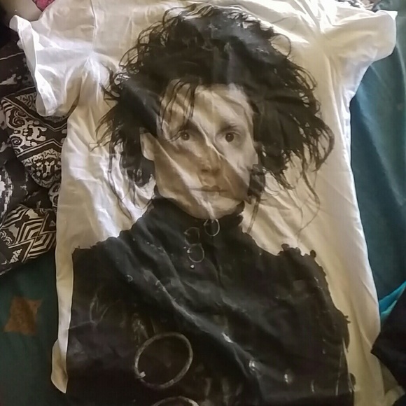 Edward Scissorhands white t-shirt with rips