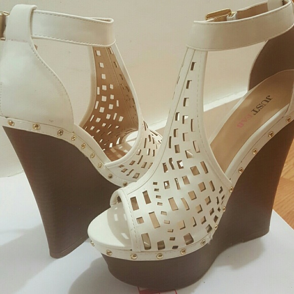 **Sold**Just Fab White Wedges