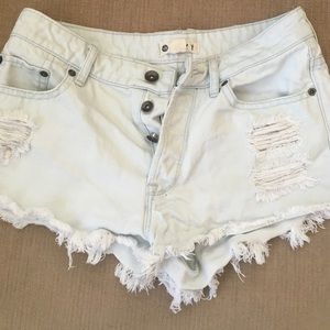 distressed cutoff denim jeans