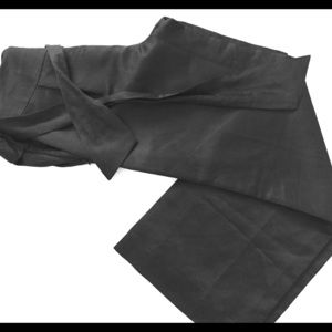 Black satin high waisted wide leg trouser