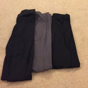 3 pairs of black and grey leggings
