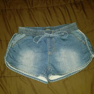 Jean Shorts with Elastic Waist