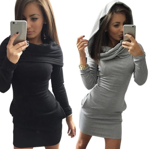 Last One🍂Casual Draped Hooded Dress - Picture 2 of 4