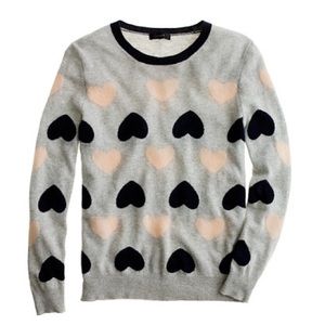 J Crew navy and gray heart sweater