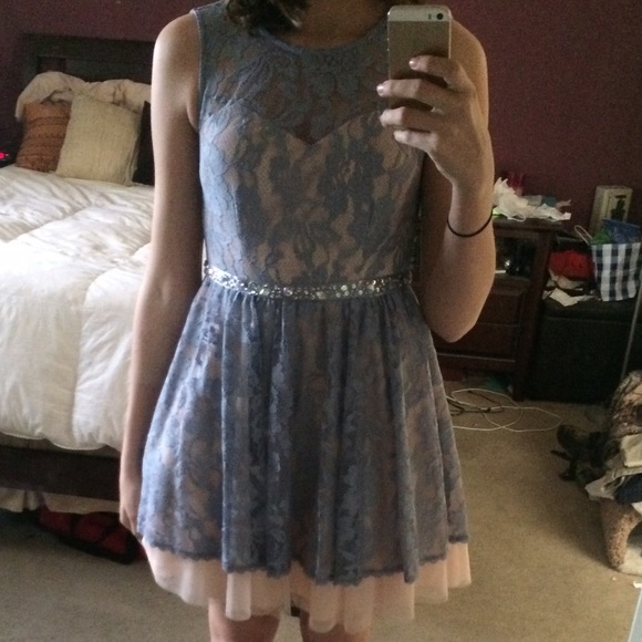 purple and pink lace dress