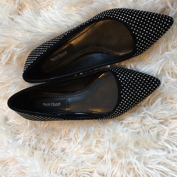 WHBM gorgeous black silver studded new flats sz 7 - Picture 1 of 3