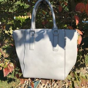 Gray faux leather zipper detailed handbag