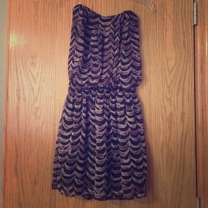 Strapless purple and black dress