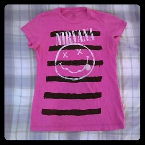 Vintage Pink Nirvana Smiley Face Graphic Tee