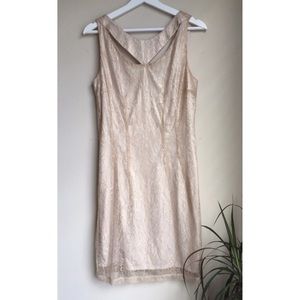 Nude Gold Lace Mini Dress