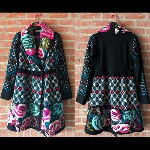 Hazel embroidered wool stitched floral coat