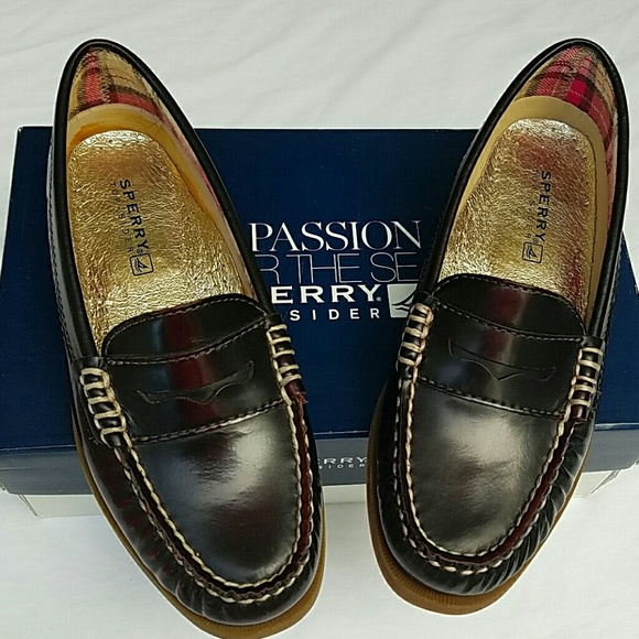 SPERRY HAYDEN CORDOVAN PENNY LOAFERS, SZ. 5