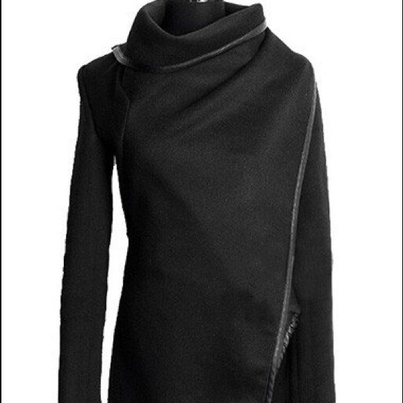 navy blue thin light cape coat jacket - Picture 2 of 4